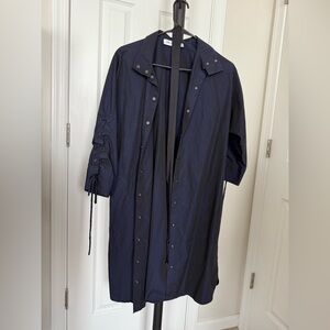 Navy Button-Up Midi Dress